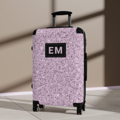 Custom Glitter Suitcase - A personalized travel essential that sparkles with individuality.