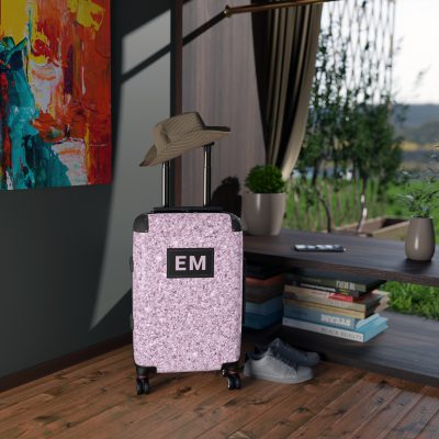 Custom Glitter Suitcase - A personalized travel essential that sparkles with individuality.