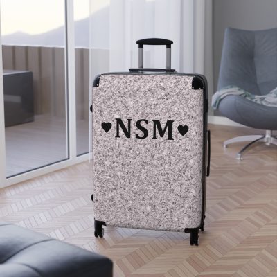 Custom Glitter Suitcase - A personalized travel essential that sparkles with individuality.