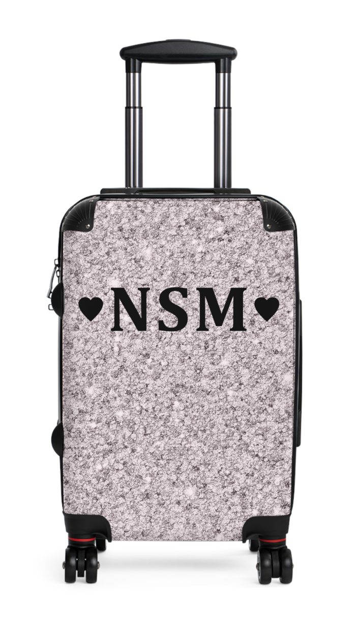 Custom Glitter Suitcase - A personalized travel essential that sparkles with individuality.