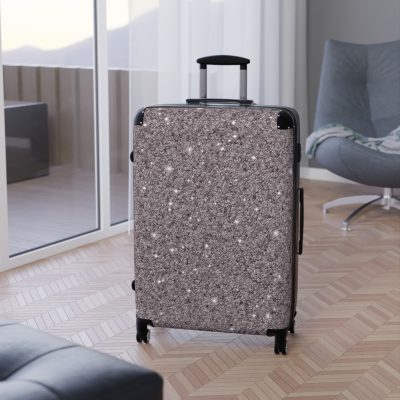 Grey Glitter Suitcase - A stylish travel companion, combining sophistication with a hint of sparkle.