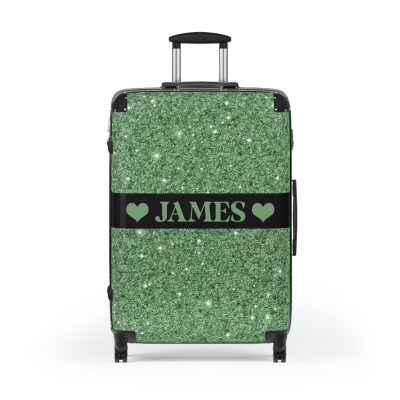 Custom Glitter Suitcase - A personalized travel essential that sparkles with individuality.