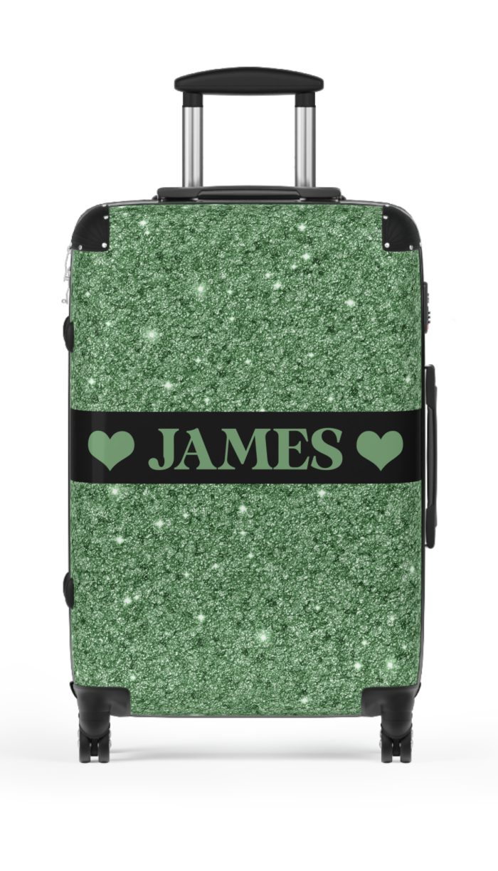 Custom Glitter Suitcase - A personalized travel essential that sparkles with individuality.