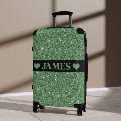 Custom Glitter Suitcase - A personalized travel essential that sparkles with individuality.