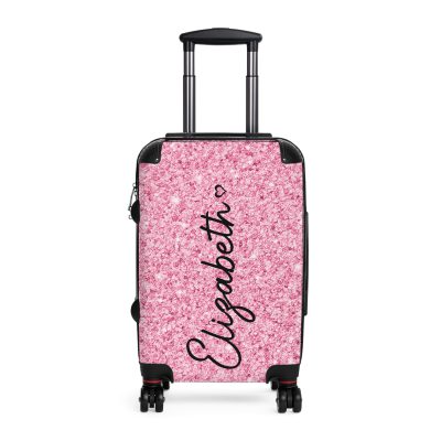 Custom Glitter Suitcase - A personalized travel essential that sparkles with individuality.