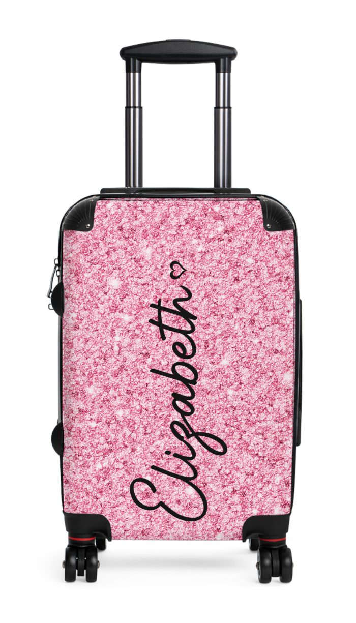 Custom Glitter Suitcase - A personalized travel essential that sparkles with individuality.