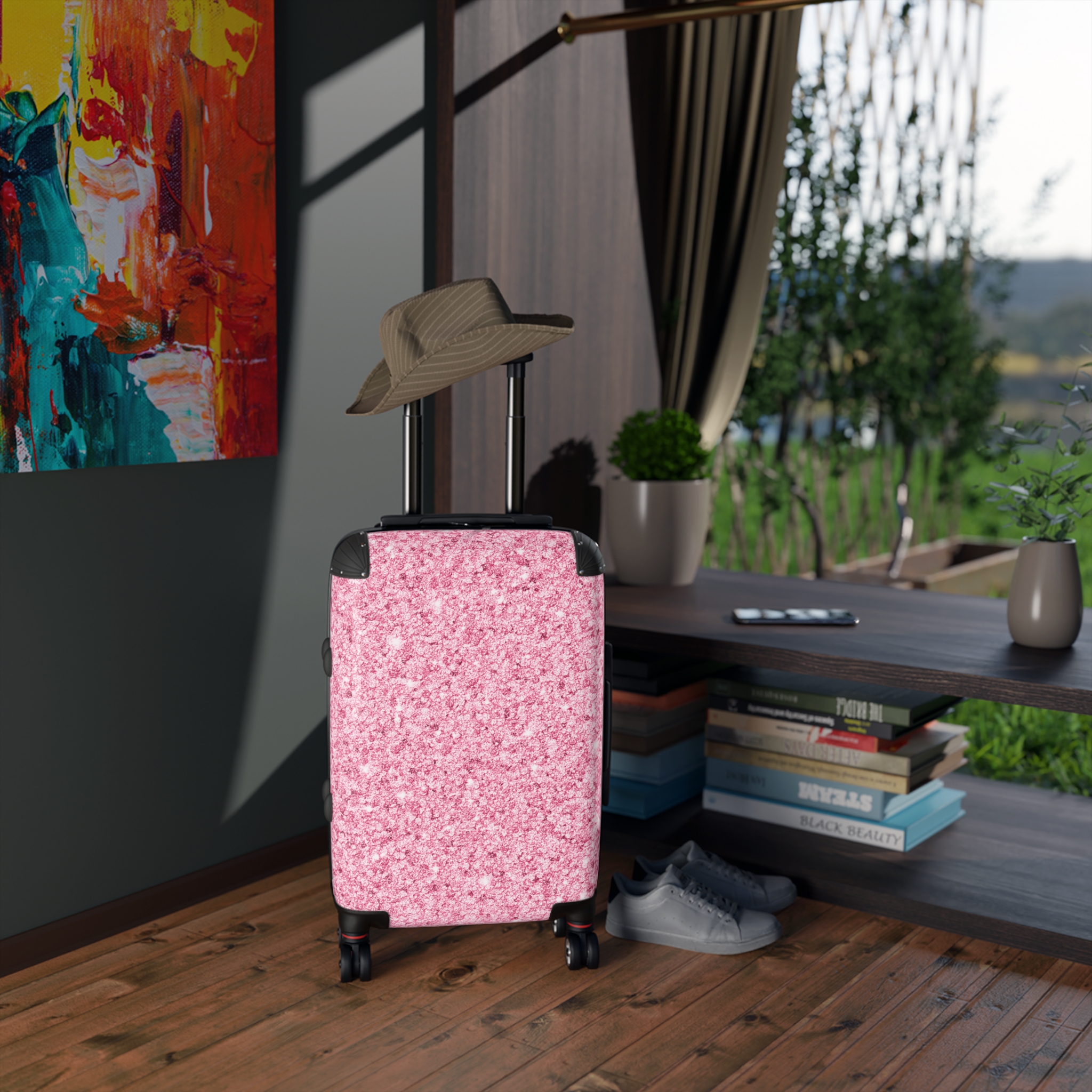 Pink cheap sparkly suitcase