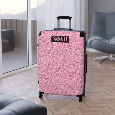 Custom Glitter Suitcase - A personalized travel essential that sparkles with individuality.