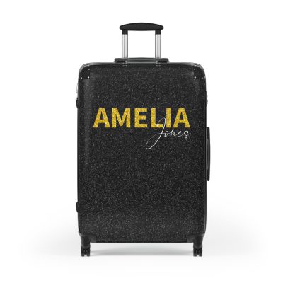 Custom Rainbow Glitter Suitcase - Your personalized travel companion, shining with a rainbow of colors.