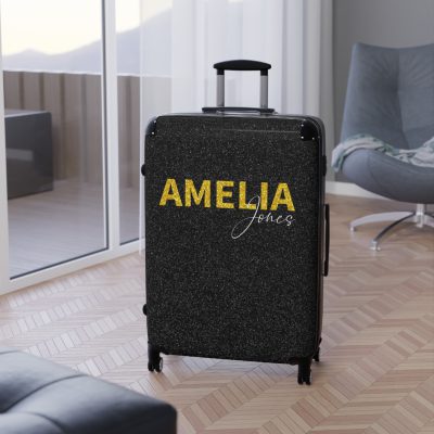 Custom Rainbow Glitter Suitcase - Your personalized travel companion, shining with a rainbow of colors.