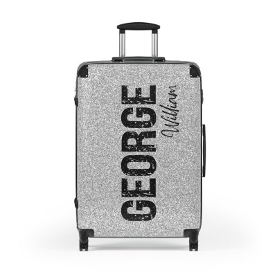 Custom Rainbow Glitter Suitcase - Your personalized travel companion, shining with a rainbow of colors.