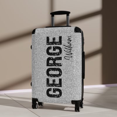 Custom Rainbow Glitter Suitcase - Your personalized travel companion, shining with a rainbow of colors.