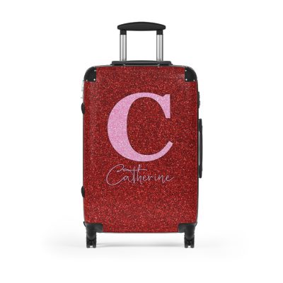 Custom Rainbow Glitter Suitcase - Your personalized travel companion, shining with a rainbow of colors.