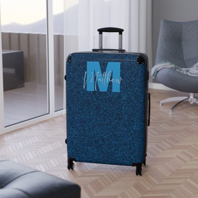 Custom Rainbow Glitter Suitcase - Your personalized travel companion, shining with a rainbow of colors.