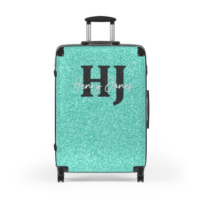 Custom Rainbow Glitter Suitcase - Your personalized travel companion, shining with a rainbow of colors.