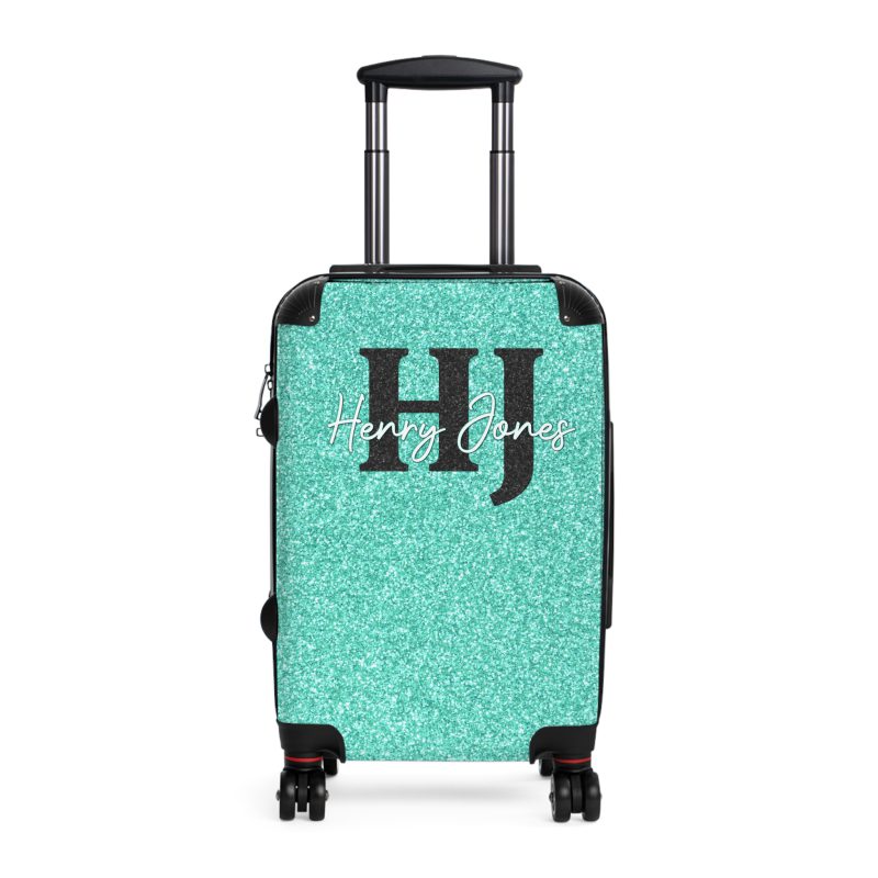 Custom Rainbow Glitter Suitcase - Your personalized travel companion, shining with a rainbow of colors.