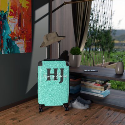 Custom Rainbow Glitter Suitcase - Your personalized travel companion, shining with a rainbow of colors.