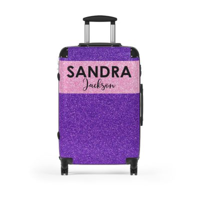 Custom Rainbow Glitter Suitcase - Your personalized travel companion, shining with a rainbow of colors.