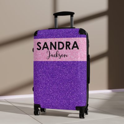 Custom Rainbow Glitter Suitcase - Your personalized travel companion, shining with a rainbow of colors.