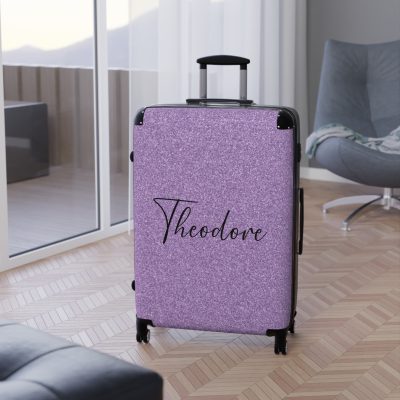 Custom Rainbow Glitter Suitcase - Your personalized travel companion, shining with a rainbow of colors.