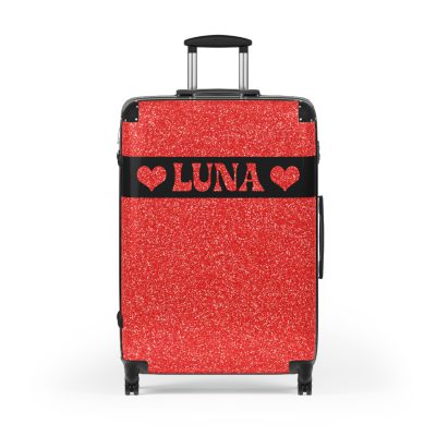 Custom Rainbow Glitter Suitcase - Your personalized travel companion, shining with a rainbow of colors.