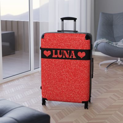 Custom Rainbow Glitter Suitcase - Your personalized travel companion, shining with a rainbow of colors.