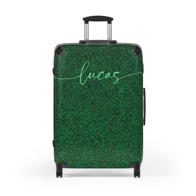 Custom Rainbow Glitter Suitcase - Your personalized travel companion, shining with a rainbow of colors.