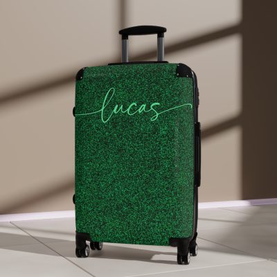 Custom Rainbow Glitter Suitcase - Your personalized travel companion, shining with a rainbow of colors.