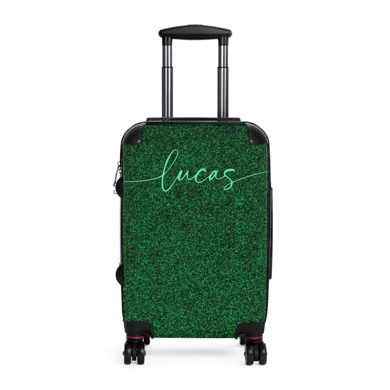 Custom Rainbow Glitter Suitcase - Your personalized travel companion, shining with a rainbow of colors.