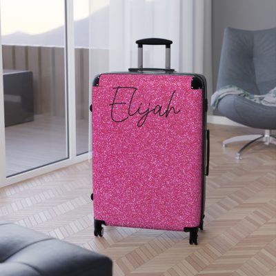 Custom Rainbow Glitter Suitcase - Your personalized travel companion, shining with a rainbow of colors.