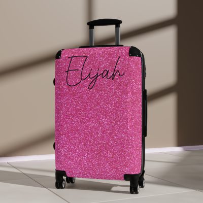 Custom Rainbow Glitter Suitcase - Your personalized travel companion, shining with a rainbow of colors.