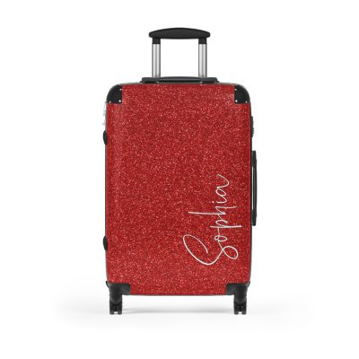 Custom Rainbow Glitter Suitcase - Your personalized travel companion, shining with a rainbow of colors.