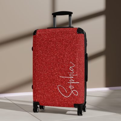 Custom Rainbow Glitter Suitcase - Your personalized travel companion, shining with a rainbow of colors.