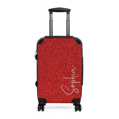 Custom Rainbow Glitter Suitcase - Your personalized travel companion, shining with a rainbow of colors.