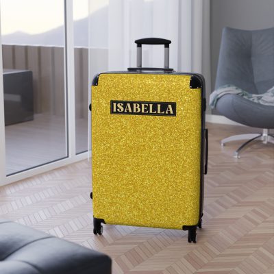 Custom Rainbow Glitter Suitcase - Your personalized travel companion, shining with a rainbow of colors.