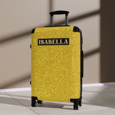 Custom Rainbow Glitter Suitcase - Your personalized travel companion, shining with a rainbow of colors.