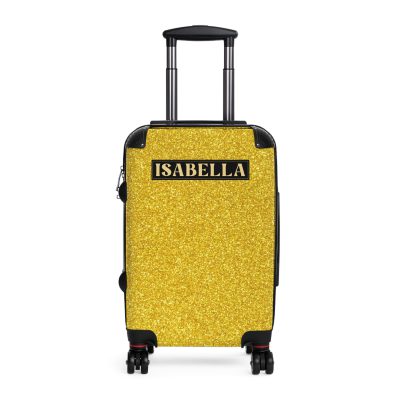 Custom Rainbow Glitter Suitcase - Your personalized travel companion, shining with a rainbow of colors.