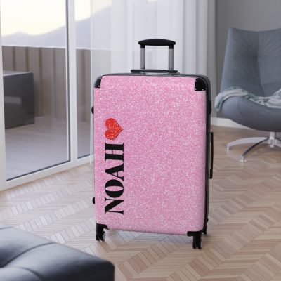 Custom Rainbow Glitter Suitcase - Your personalized travel companion, shining with a rainbow of colors.