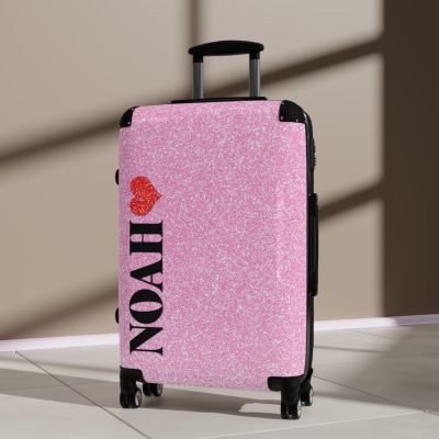 Custom Rainbow Glitter Suitcase - Your personalized travel companion, shining with a rainbow of colors.