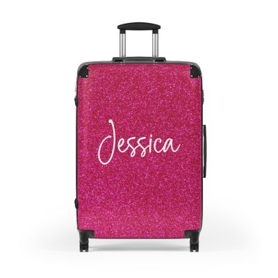 Custom Rainbow Glitter Suitcase - Your personalized travel companion, shining with a rainbow of colors.