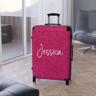 Custom Rainbow Glitter Suitcase - Your personalized travel companion, shining with a rainbow of colors.