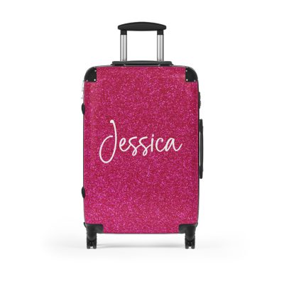 Custom Rainbow Glitter Suitcase - Your personalized travel companion, shining with a rainbow of colors.