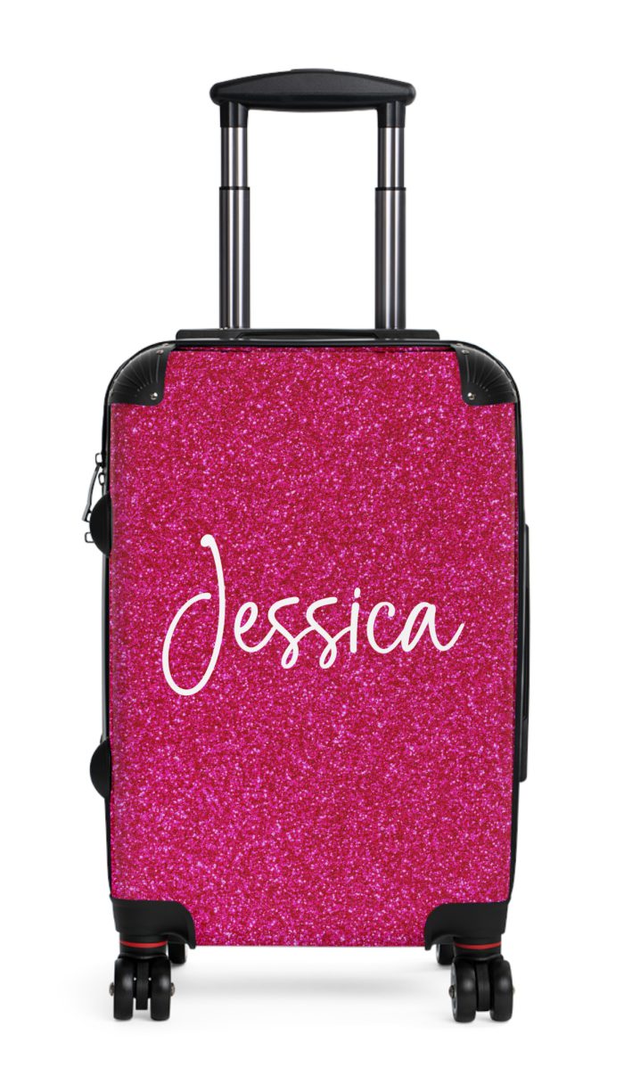 Custom Rainbow Glitter Suitcase - Your personalized travel companion, shining with a rainbow of colors.