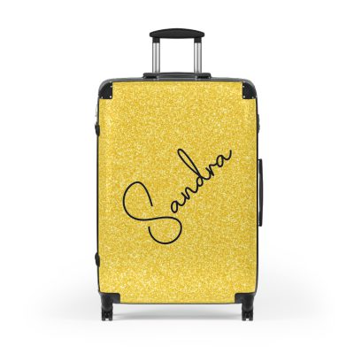 Custom Rainbow Glitter Suitcase - Your personalized travel companion, shining with a rainbow of colors.