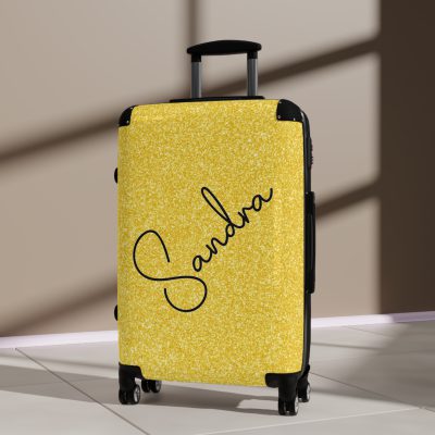 Custom Rainbow Glitter Suitcase - Your personalized travel companion, shining with a rainbow of colors.