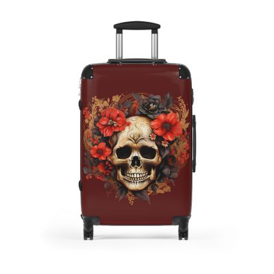 Floral Skull Suitcase - A captivating travel companion featuring an exquisite blend of florals and skulls for a unique and stylish look.