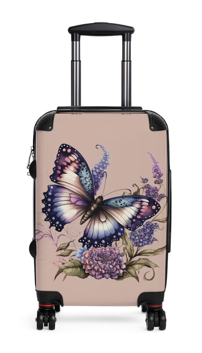 Purple Butterfly Suitcase - A chic travel companion featuring a graceful purple butterfly design, bringing a touch of elegance to your journeys.