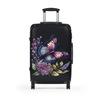 Floral Butterfly Suitcase - A chic travel companion adorned with vibrant florals and delicate butterflies, perfect for the stylish wanderer.