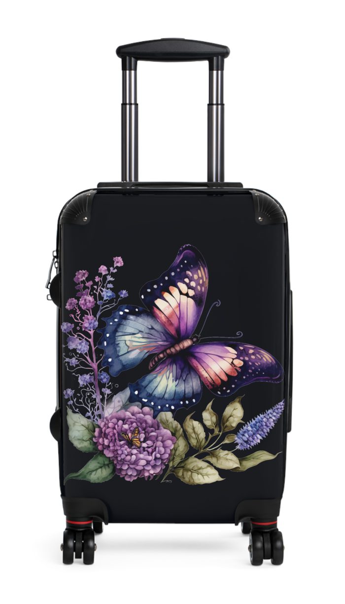 Purple Butterfly Suitcase - A chic travel companion featuring a graceful purple butterfly design, bringing a touch of elegance to your journeys.