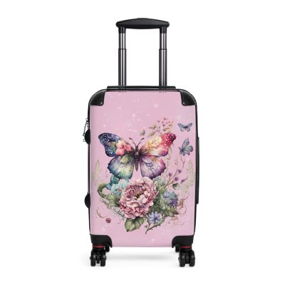 Floral Butterfly Suitcase - A chic travel companion adorned with vibrant florals and delicate butterflies, perfect for the stylish wanderer.